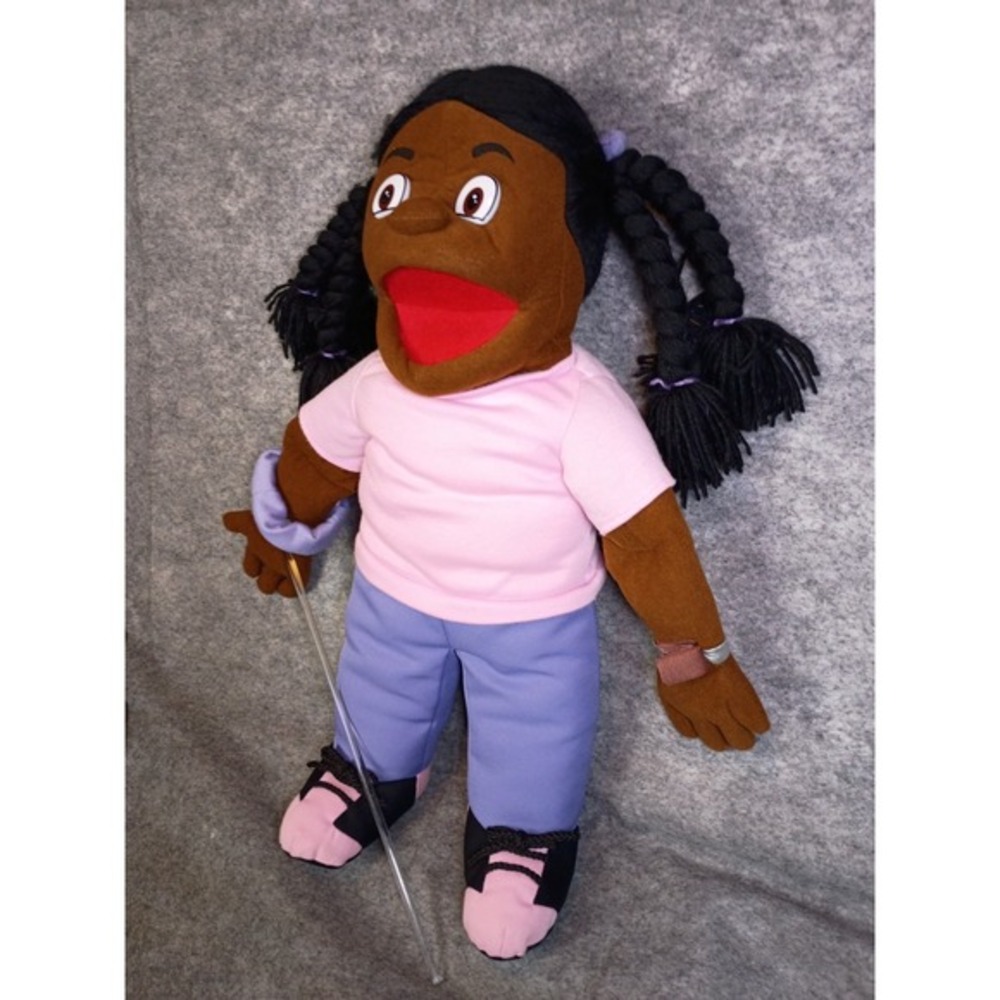 Puppet Factory African American Girl Puppet Braids Pink Shirt Full Body Vintage - Picture 2 of 8